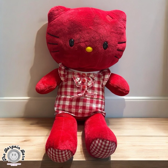 Build-A-Bear Other - RARE Retired Build-A-Bear Hello Kitty Red Plush 18” Gingham Romper Large